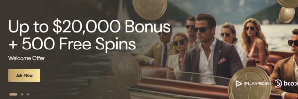 Lucky Ones Casino banner showing the A$20,000 ceiling and 500 free spins