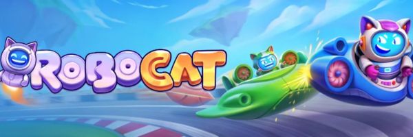 Robocat Casino three-part welcome bonus panel with 200 free spins